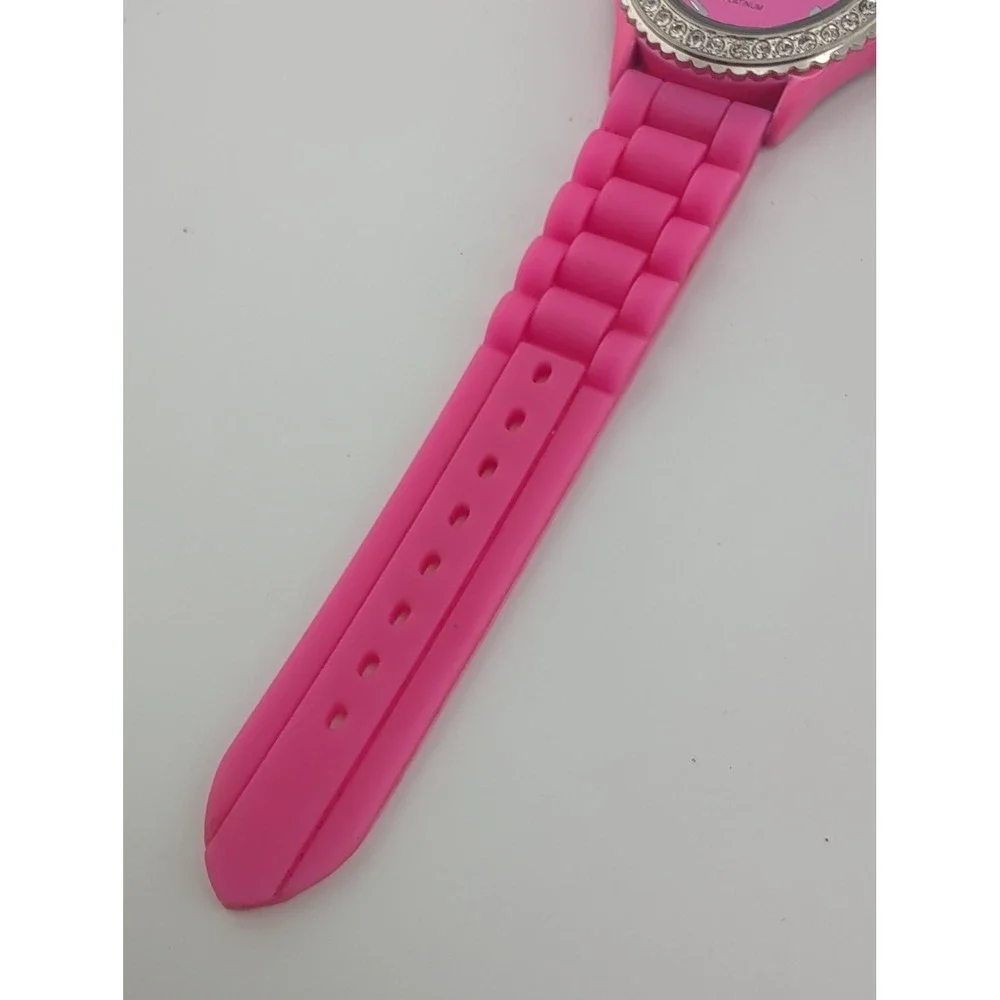 Geneva Platinum Watch Women 38mm Case Pink Silicone Band- New Battery